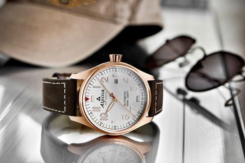 Alpina Startimer Pilot Automatic en oro rosa