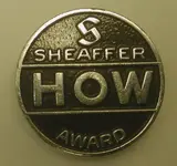 Sheaffer HOW Award Pin, bright chrome finish with black enamel.webp