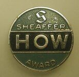Sheaffer HOW Award Pin, bright chrome finish with light blue and black enamel.jpg