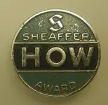 Sheaffer HOW Award Pin, bright chrome finish with light blue and black enamel.webp