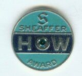 Sheaffer HOW Award Pin, bright chrome finish with light blue.jpg