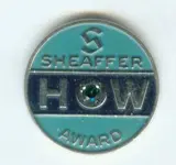 Sheaffer HOW Award Pin, bright chrome finish with light blue.webp