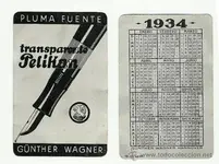 calendario de Aluminio Pelikan 1934.webp