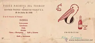 MENU PELIKAN FIESTA NACIONAL DEL TRABAJO 18 DE JULIO DE 1956.webp