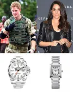 El Principito Harry con un Rolex Explorer II y Meghan Markle con un Cartier Tank mediano.webp