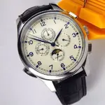 44mm PARNIS white dial blue marks Moon Phase multifunction automatic.webp