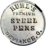 Defiance Ohio Civil War Token Ruhl's Steel Pens.webp